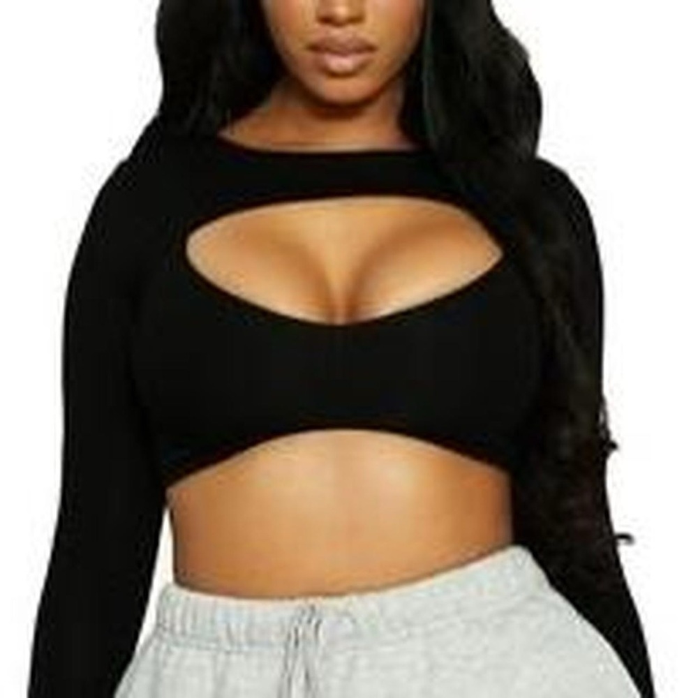 Naked Wardrobe Bra Cut out Cropped Longsleeve